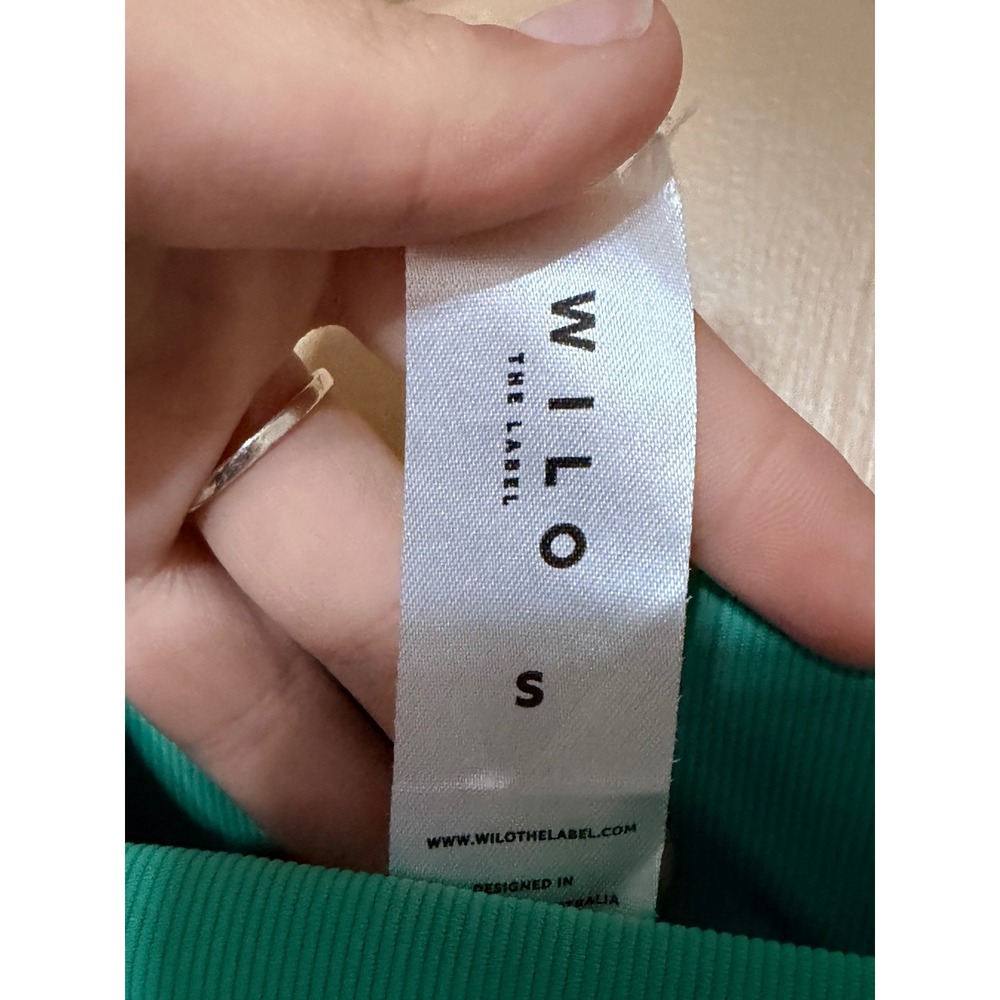 Wilo The Label Teal Ribbed High Waisted Ruched Ankle Leggings Womens Small - Picture 3 of 3